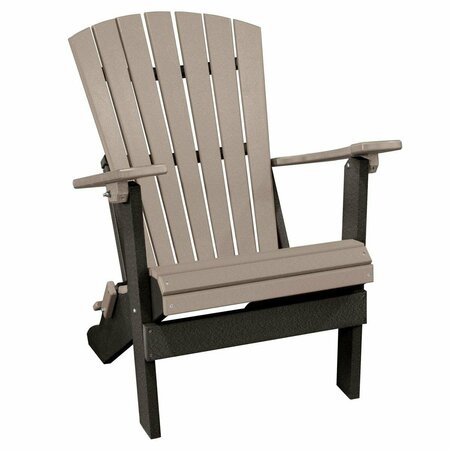 INVERNACULO Folding Adirondack Weatherwood Chair with Black Base IN2752118